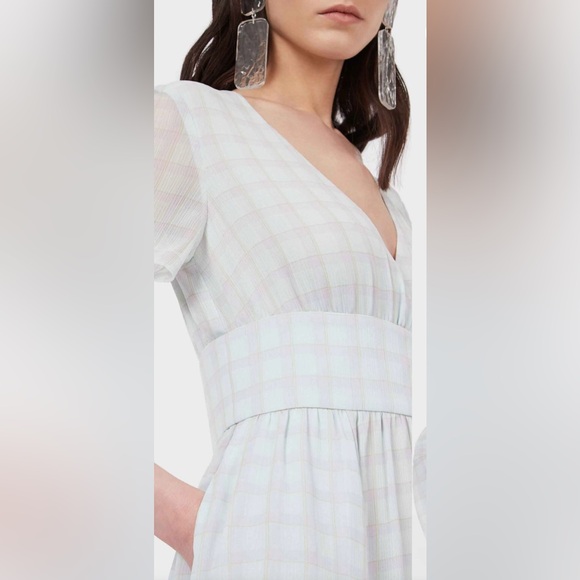 NWT EMPORIO ARMANI V-Neck Check Print Chiffon Dress Sz 42 (US 6) - Picture 4 of 16